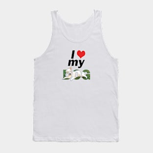 I love (heart) my dog - Golden retriever (white) oil painting word art Tank Top